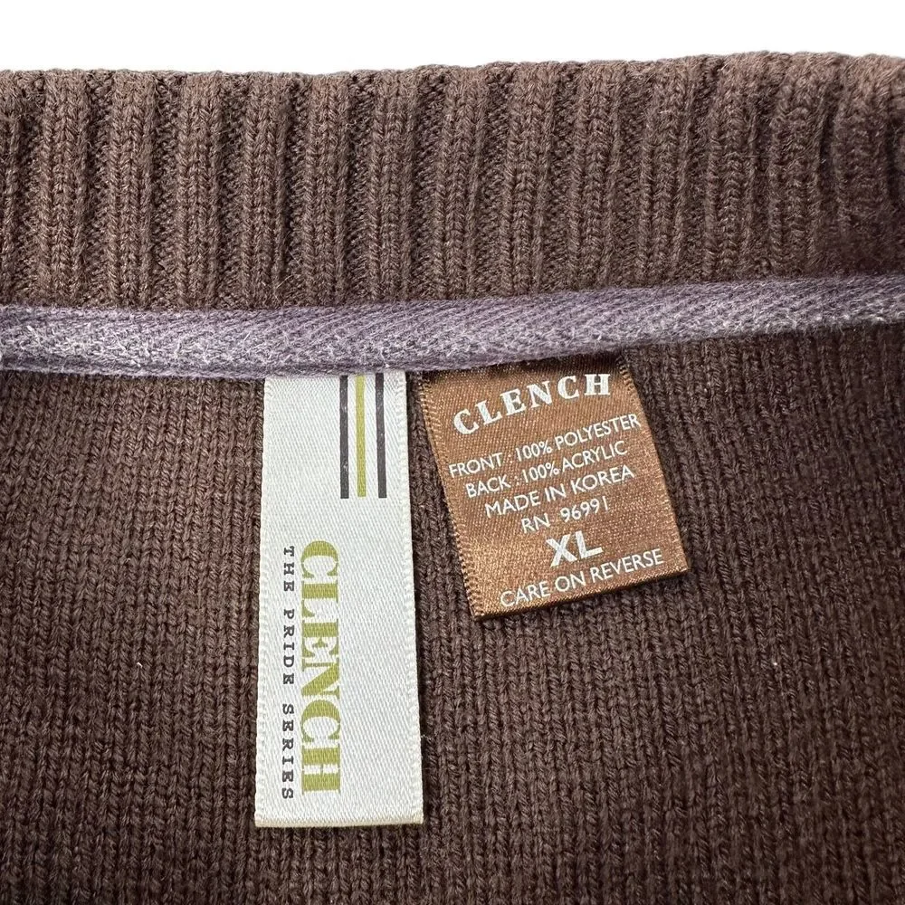 CLENCH Vintage Brown Patchwork Multicolor Pullover Crewneck Sweater Size‎ XL
